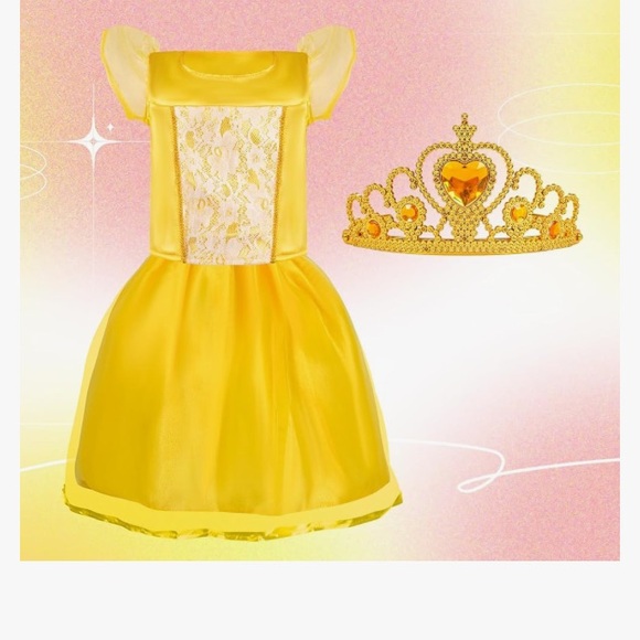 👑Yellow Princess👑2pc Dress Costume with Tiara🌟NEW🌟 - Picture 1 of 3